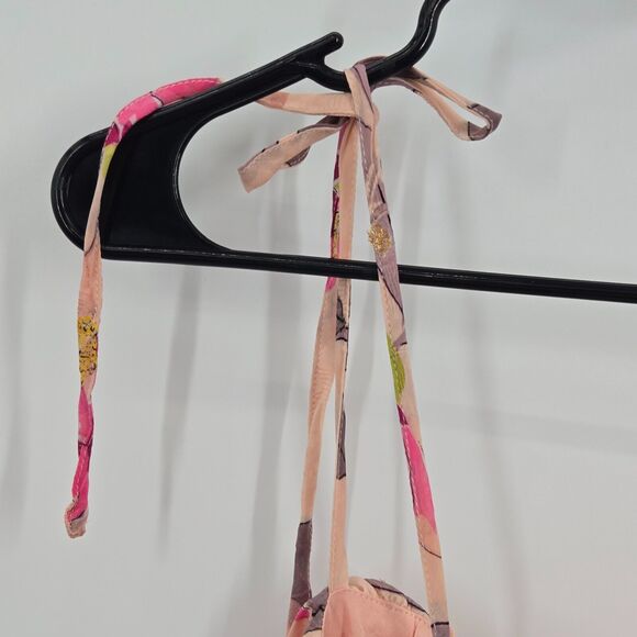 NEW NWT Lulu’s Tea Party Chic Pink Floral Print Tie-Strap Tiered Midi Dress S - Picture 8 of 11